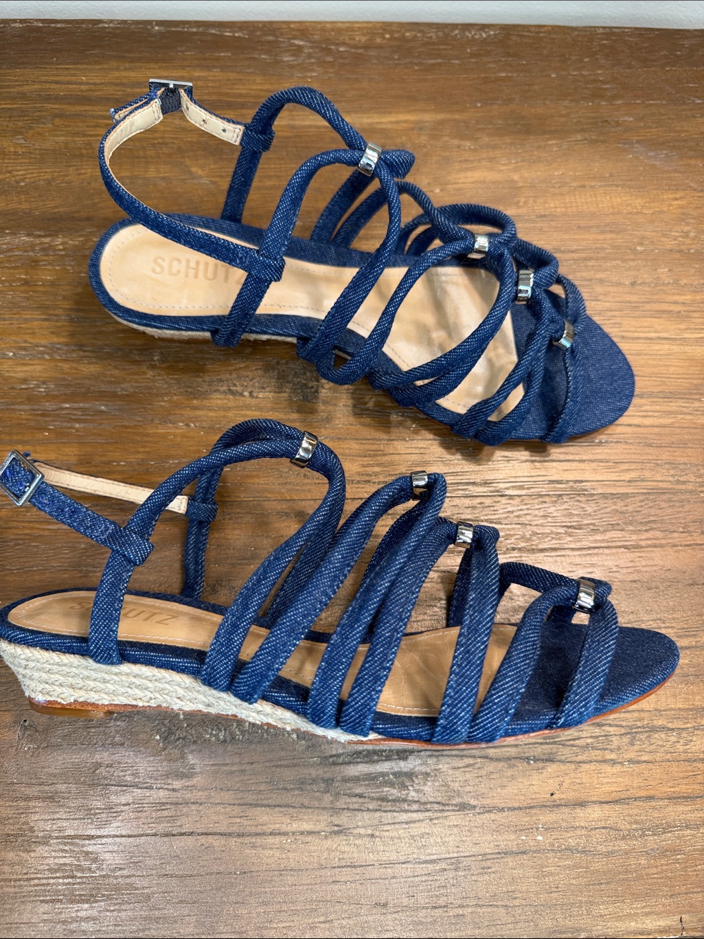 Schutz Denim Strappy Sandal